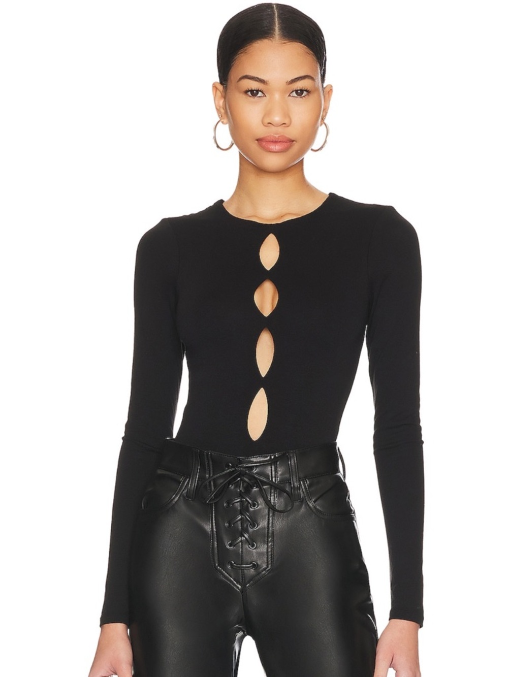 AFRM Black Long-Sleeve Cutout Bodysuit - Picture 1 of 5